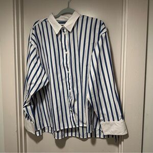 J. Crew Blue and White Striped Shirt